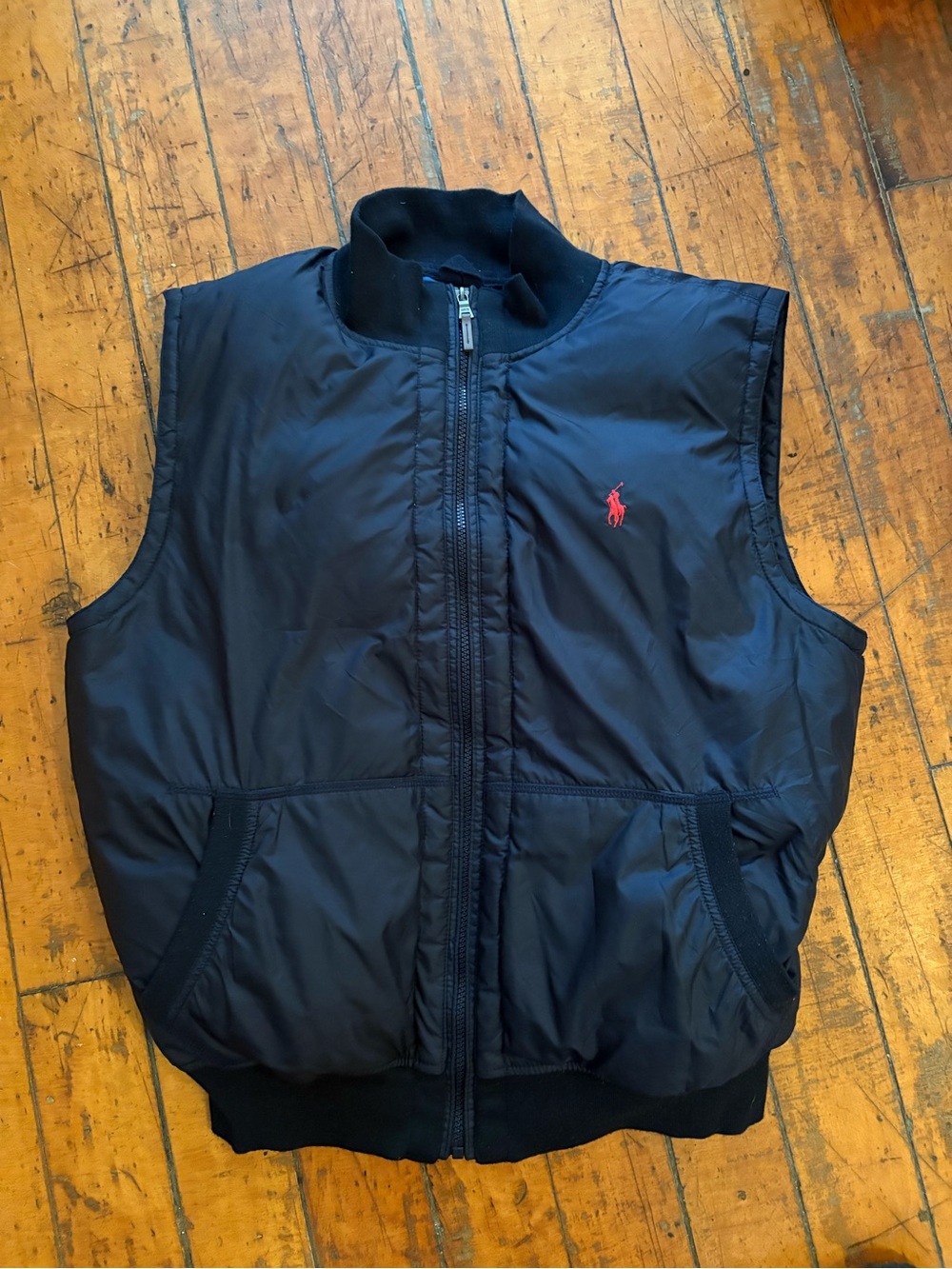 Vintage y2k 90s Polo by Ralph Lauren Black Down Zip-Front Vest